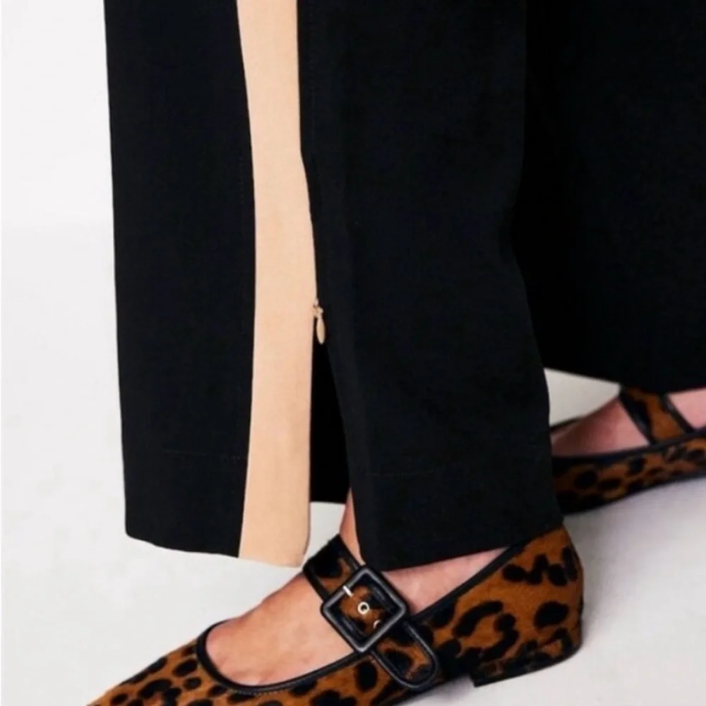 Boden Side Stripe Wide Leg Pants with Pockets - Black and Tan size 14R - Picture 2 of 7